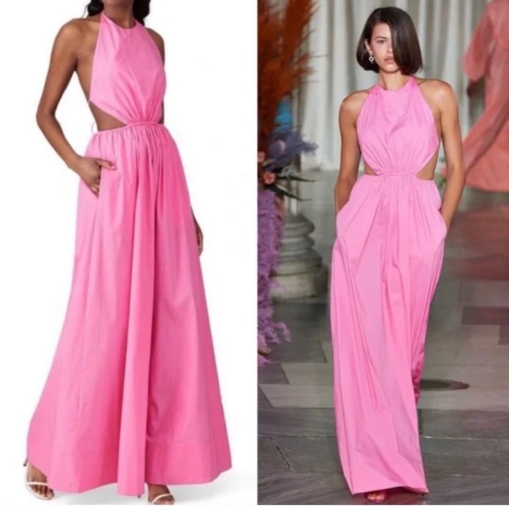 Staud Apfel Halter Cutout Dress in Wild Orchid